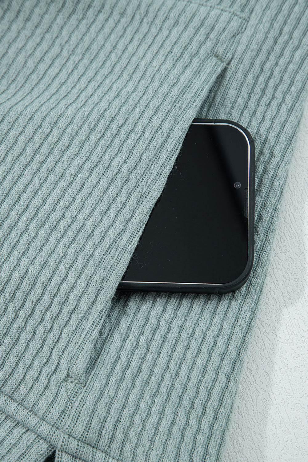 Clearly Aqua Ribbed Drop Shoulder Knit Hoodie