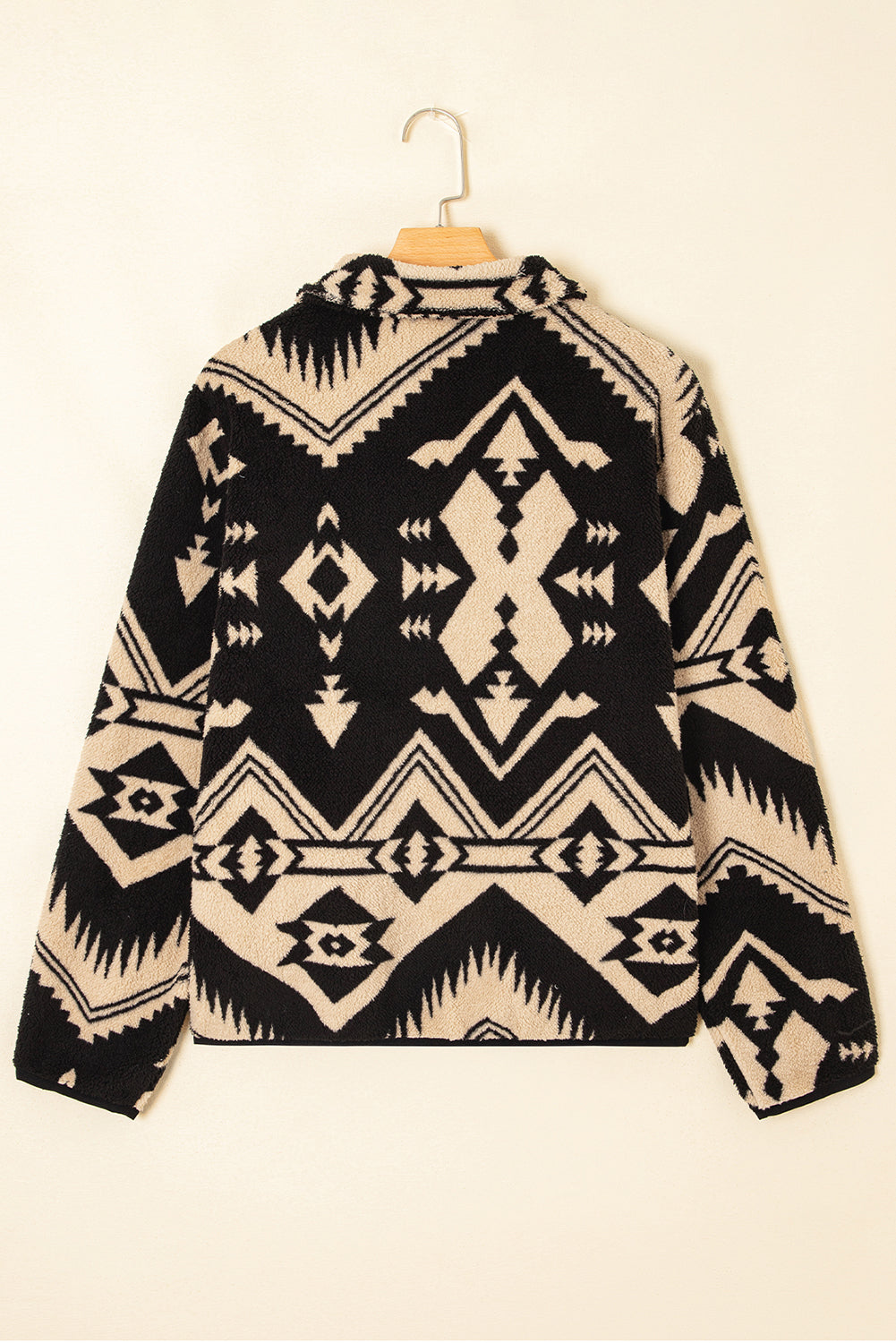 Black Western Aztec Half Zip Plush Sweatshirt
