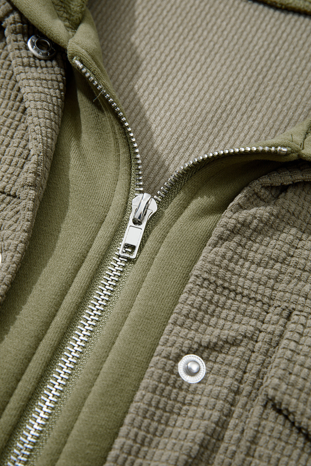 Laurel Green 2 in 1 Thermal Knit Textured Hooded Jacket