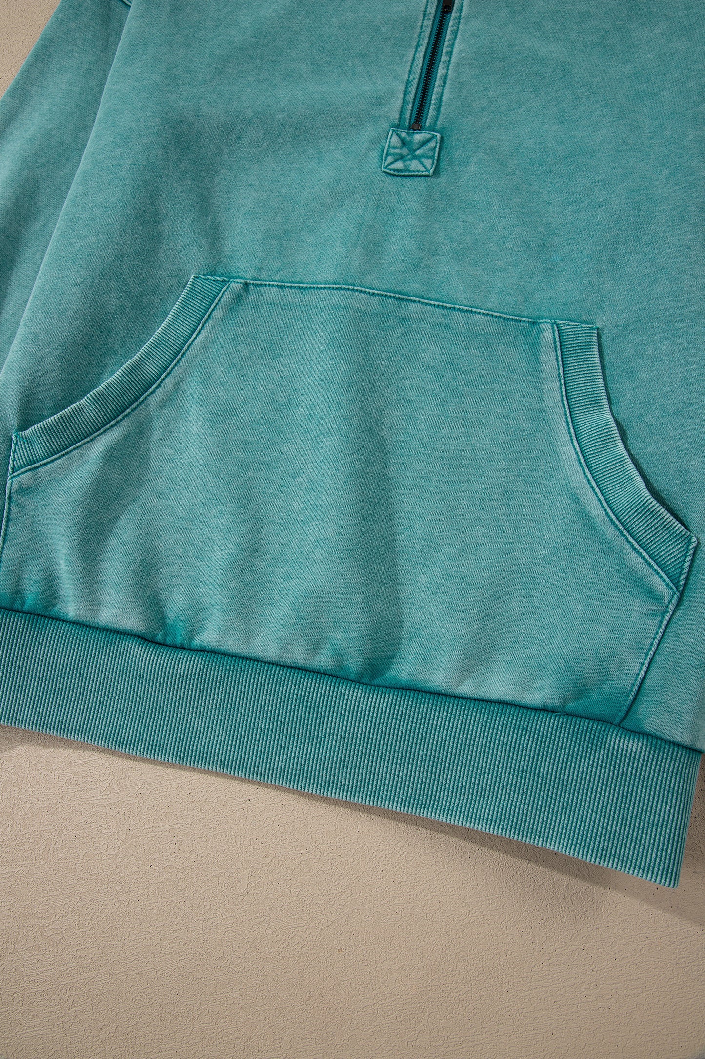 Canton Half Zip Kangaroo Pocket Mineral Wash Baggy Hoodie